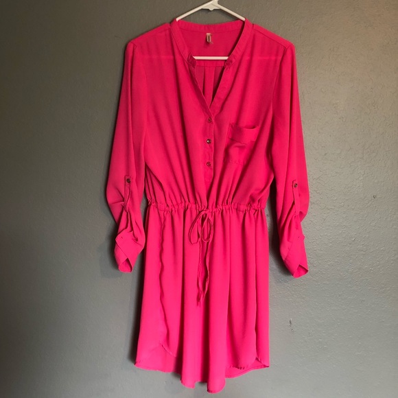 pink boutique shirt dress